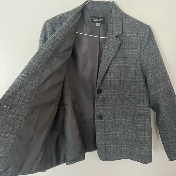 Evan Picone Glen Check Plaid Blazer Jacket 16 Womens Grey Office Career Business - Picture 8 of 11